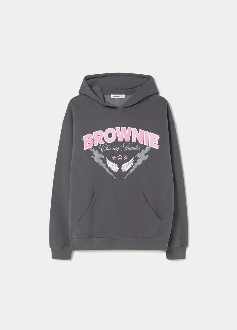 Wings print hooded sweatshirt