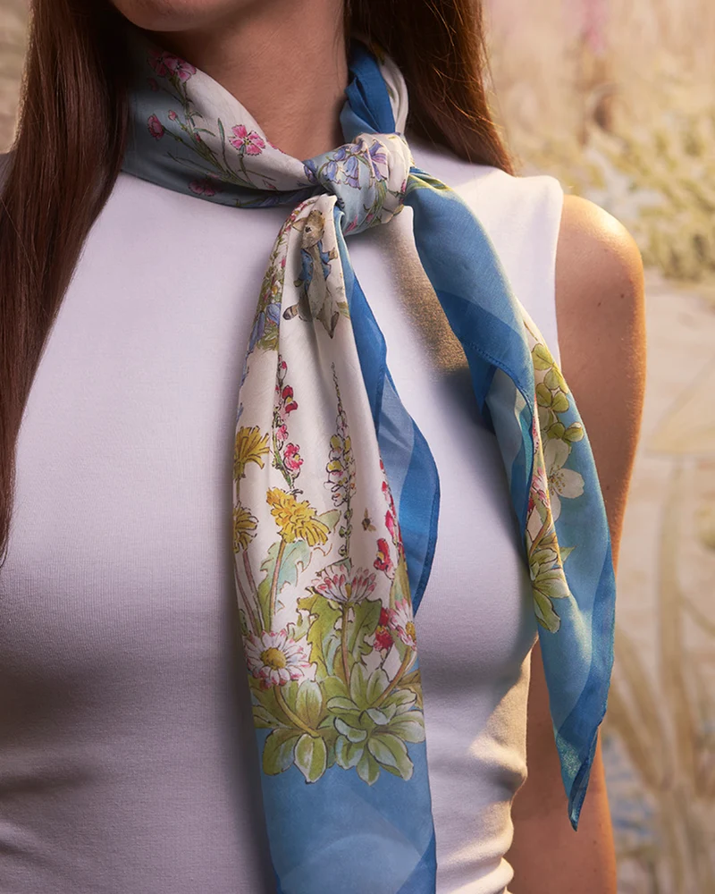 Fable England x Peter Rabbit Narrative Square Scarf in Blue