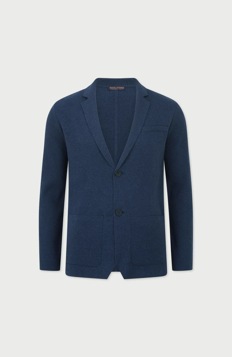 Mens Lightweight Jaspe Cotton Knitted Blazer