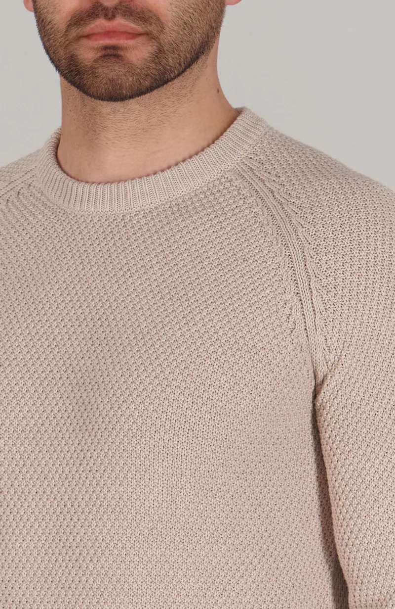 Herren-Raglanpullover aus Bio-Baumwolle mit Moosmuster