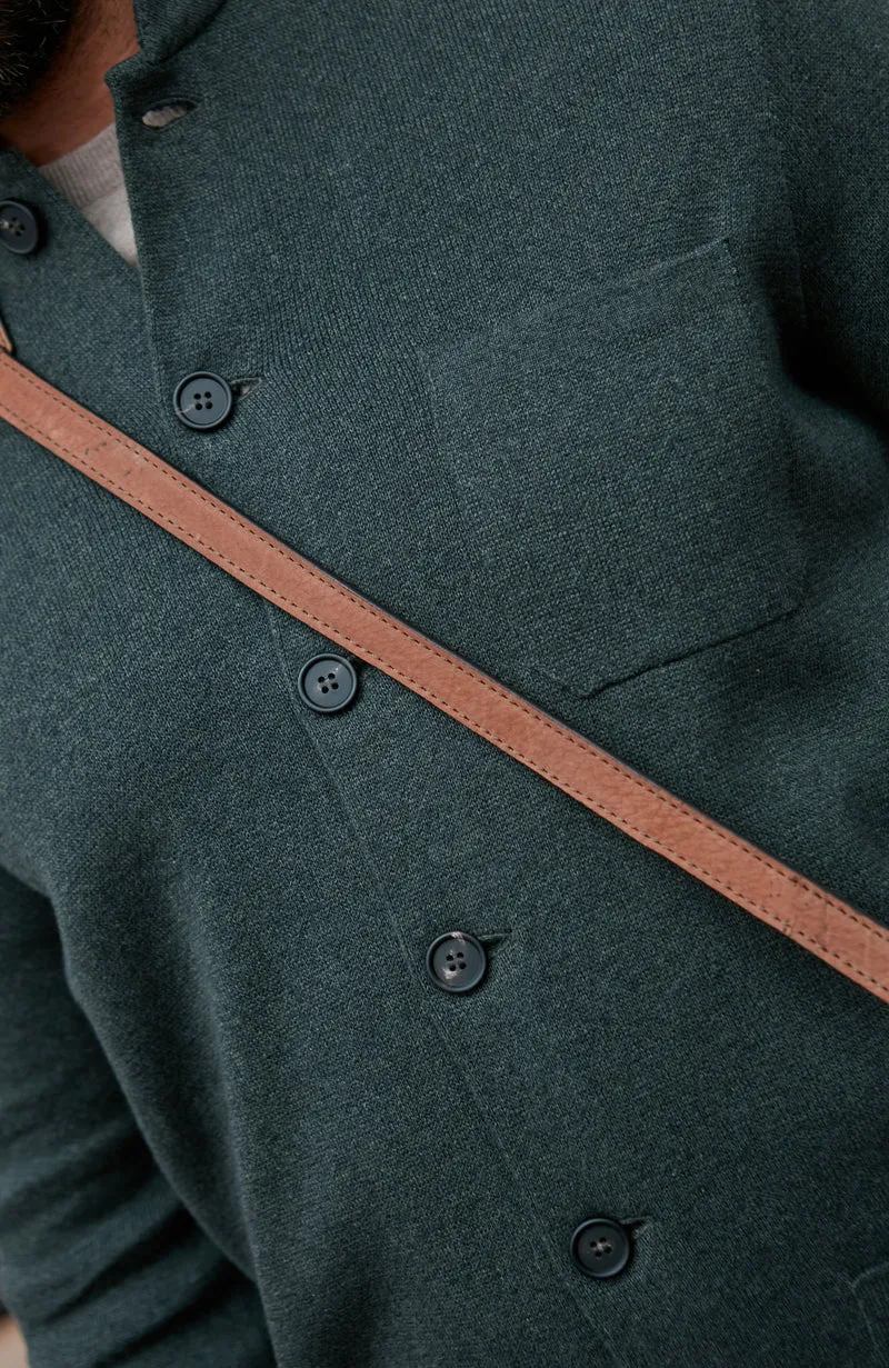 Mens Midweight Cotton Knitted Nehru Jacket