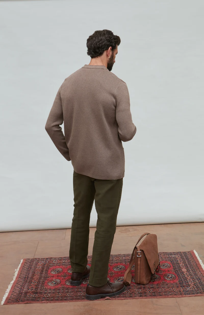 Mens Midweight Cotton Knitted Nehru Jacket
