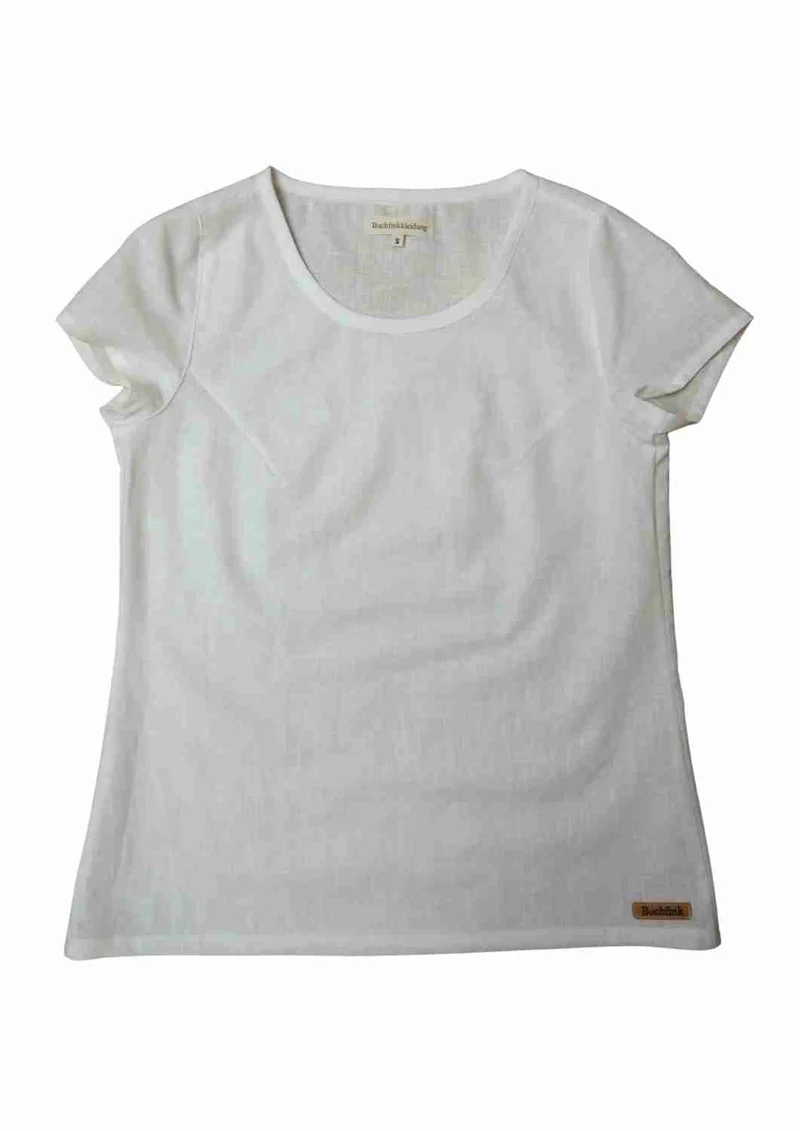 versandbereit: Leinenbluse "Majoran" mit kurzen Ärmeln, für Damen, weiß, M