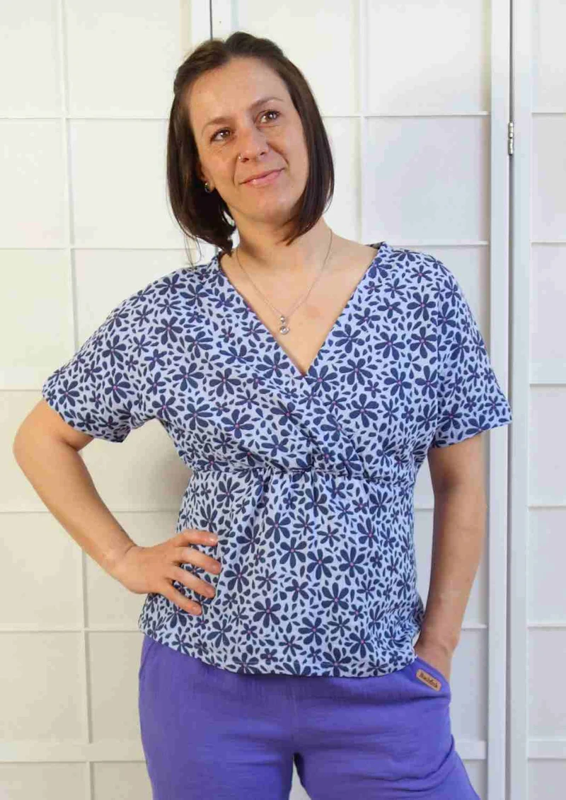 Musselinbluse "Maiglöckchen" mit weiten Kimonoärmeln
