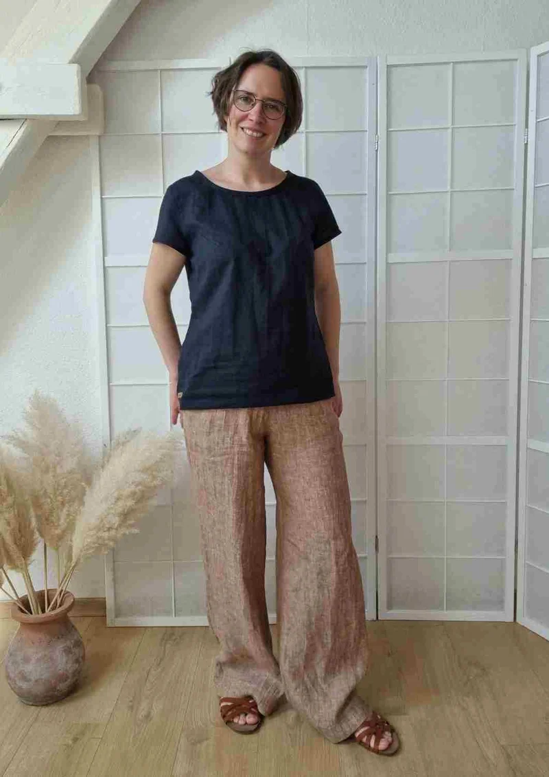 Versandbereit: Culotte aus Leinen für Damen "Eibe", altlila, M