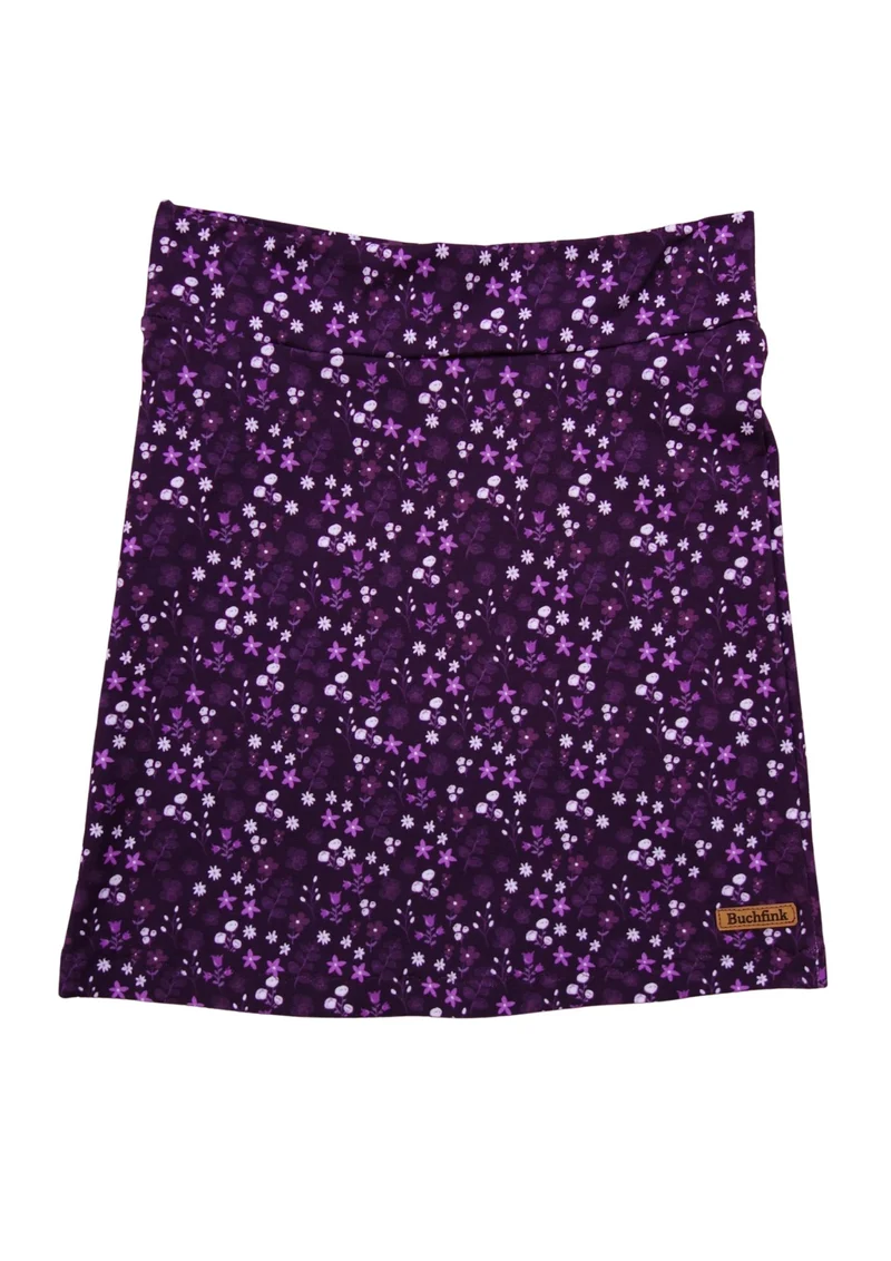 Versandbereit: Mini Rock aus Jersey für Damen "Fingerhut", Lila Blumen, Größe S, XL