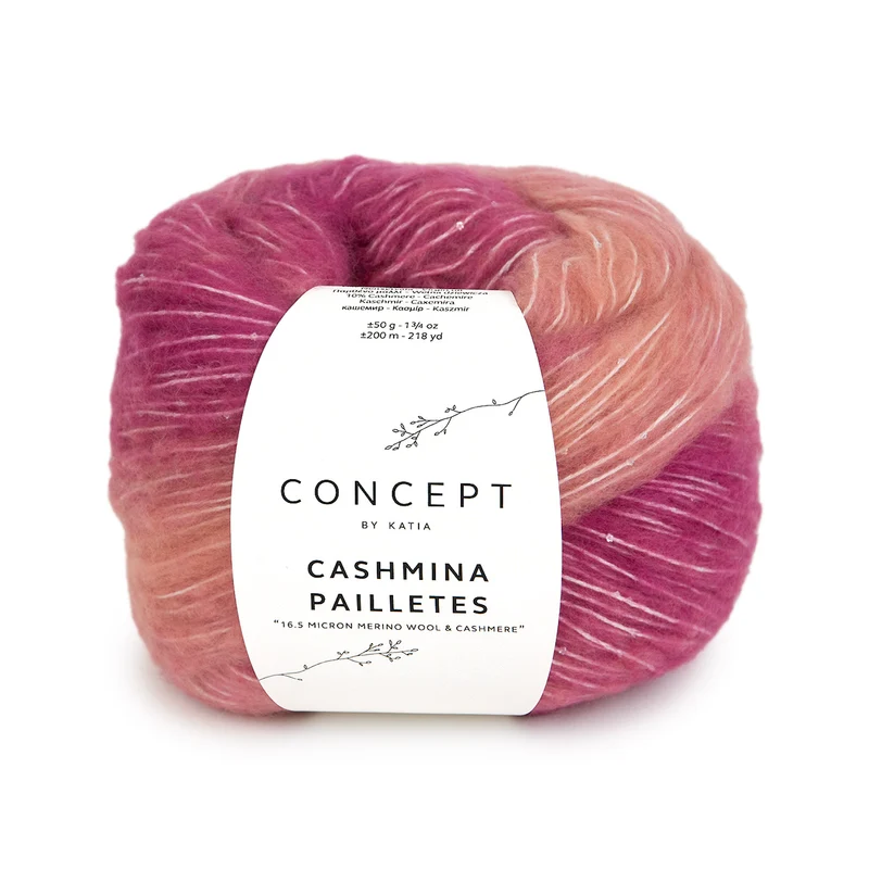 Katia Cashmina Paillettes 102 Kaugummi-Rosa-Lila