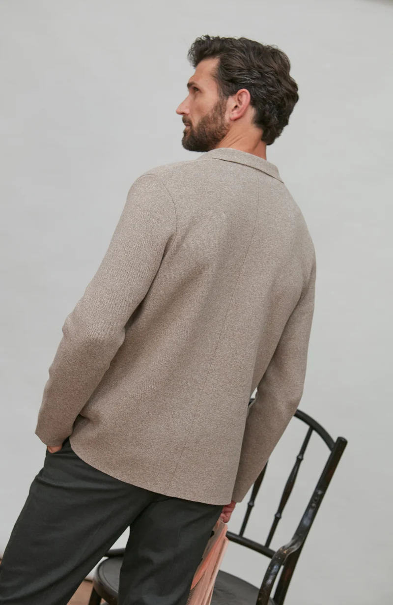 Mens Lightweight Jaspe Cotton Knitted Blazer