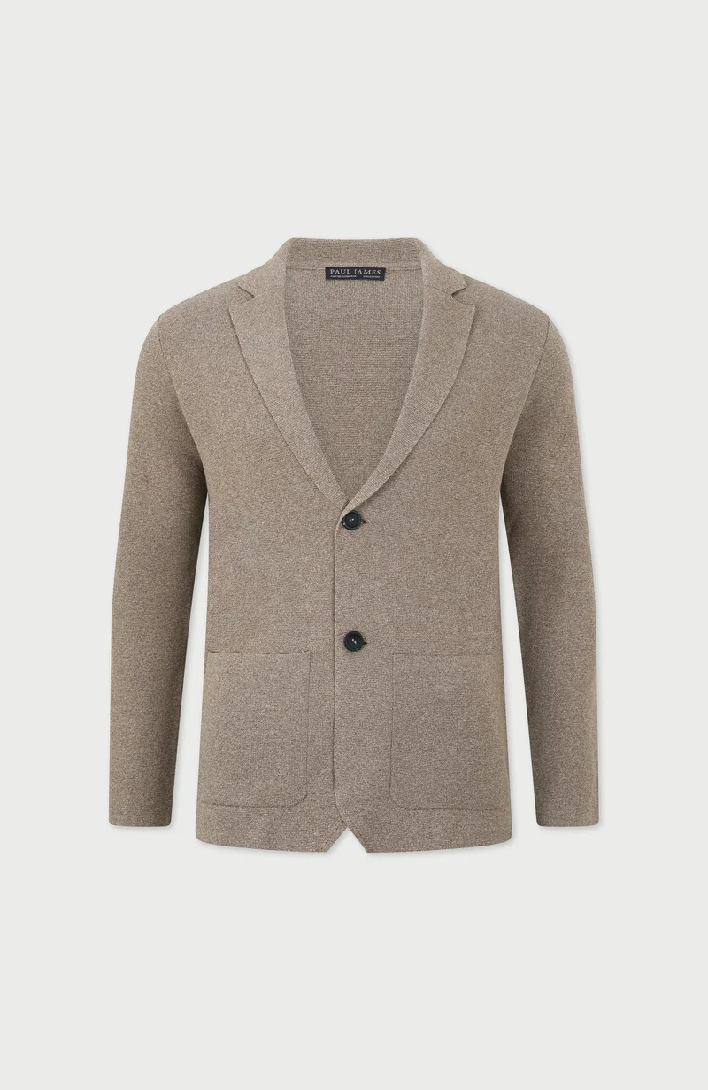 Mens Lightweight Jaspe Cotton Knitted Blazer
