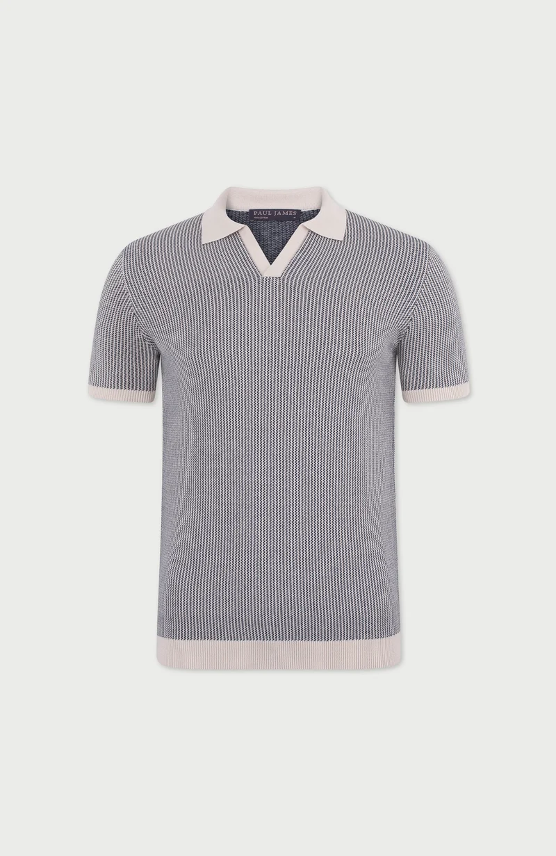 Leichtes Fishermans-Poloshirt ohne Knöpfe aus 100 % Baumwolle für Herren