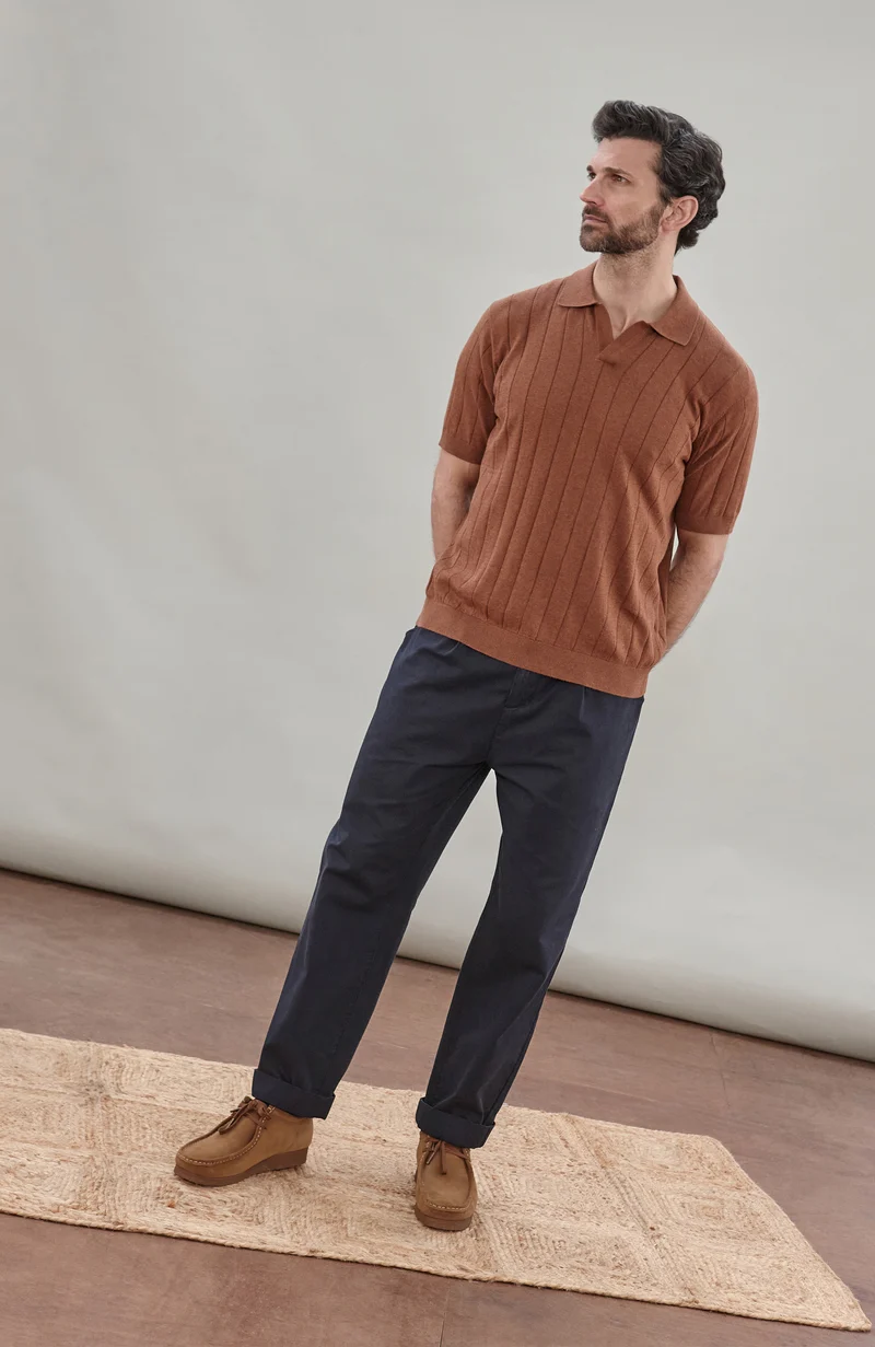 Mens Ultra Fine Cotton Selection Knit Buttonless Polo Shirt