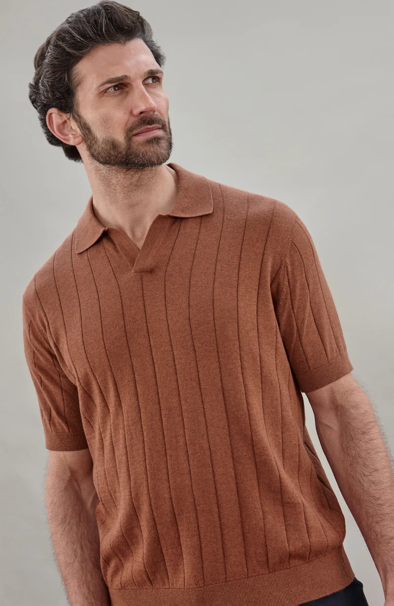 Mens Ultra Fine Cotton Selection Knit Buttonless Polo Shirt