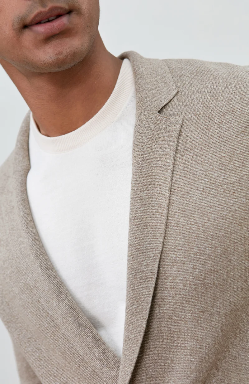 Mens Lightweight Cotton Double Breasted Knitted Blazer