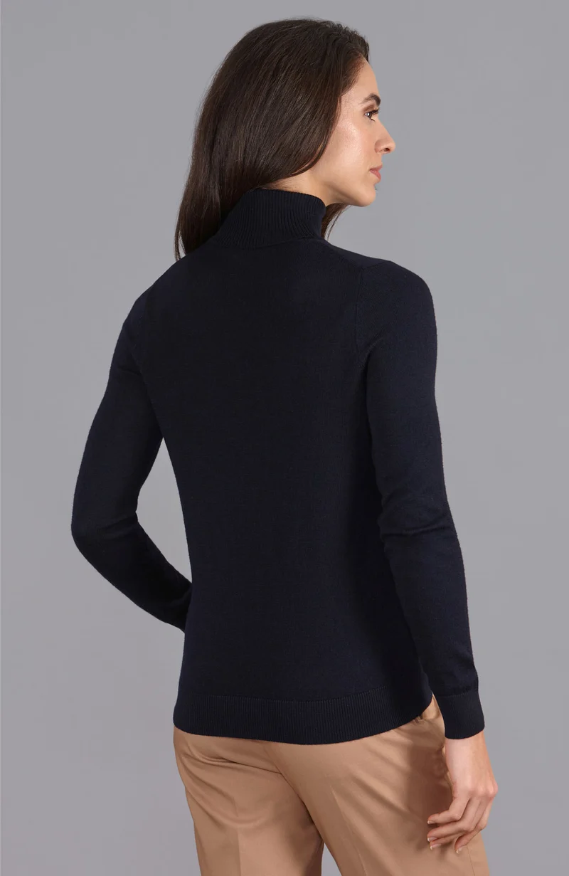 Rollkragenpullover aus reiner extrafeiner Merinowolle für Damen