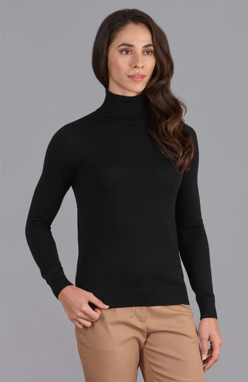 Rollkragenpullover aus reiner extrafeiner Merinowolle für Damen