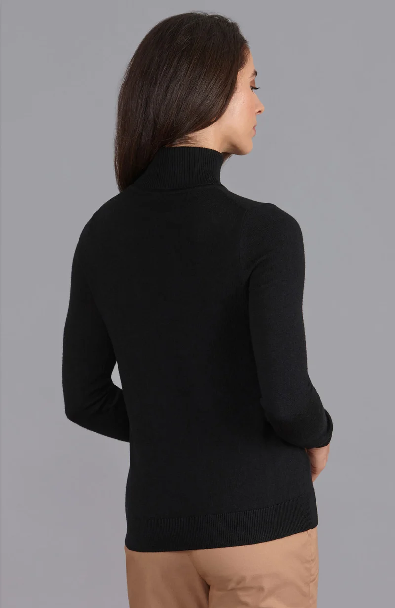 Rollkragenpullover aus reiner extrafeiner Merinowolle für Damen