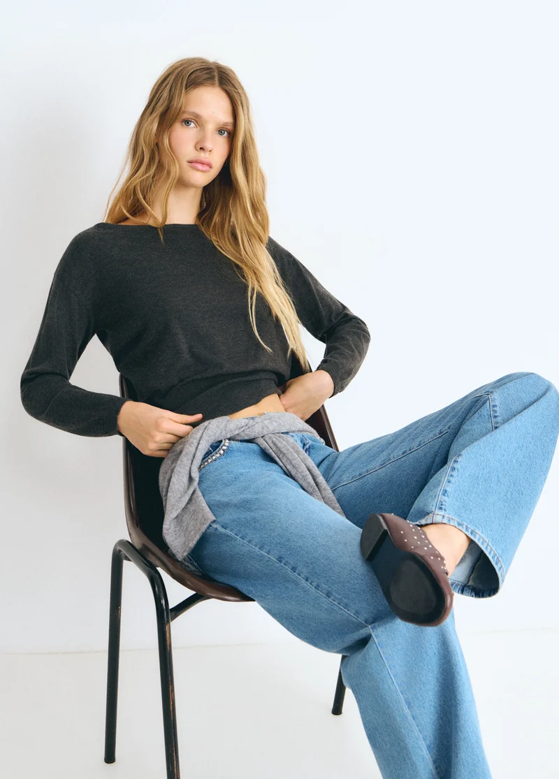 Ribbed sash sweater