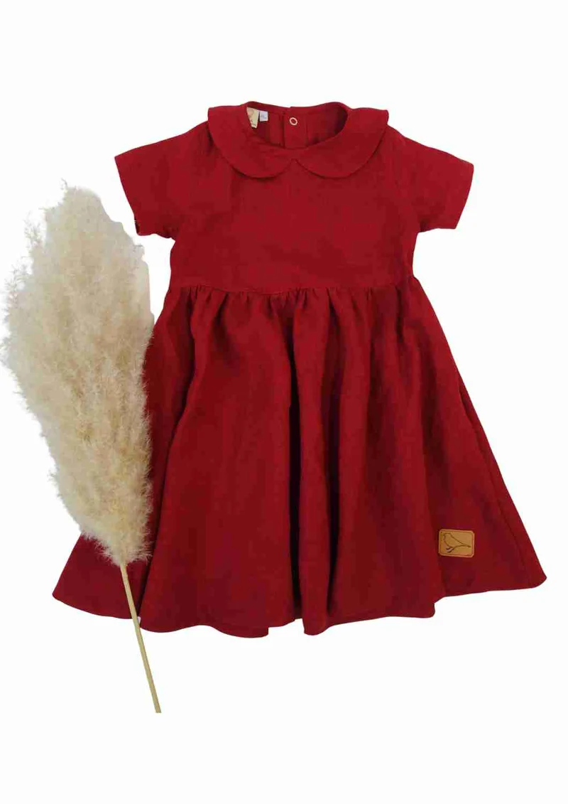 Leinenkleid für Mädchen mit Peter Pan Kragen "Kornblume", kurzarm