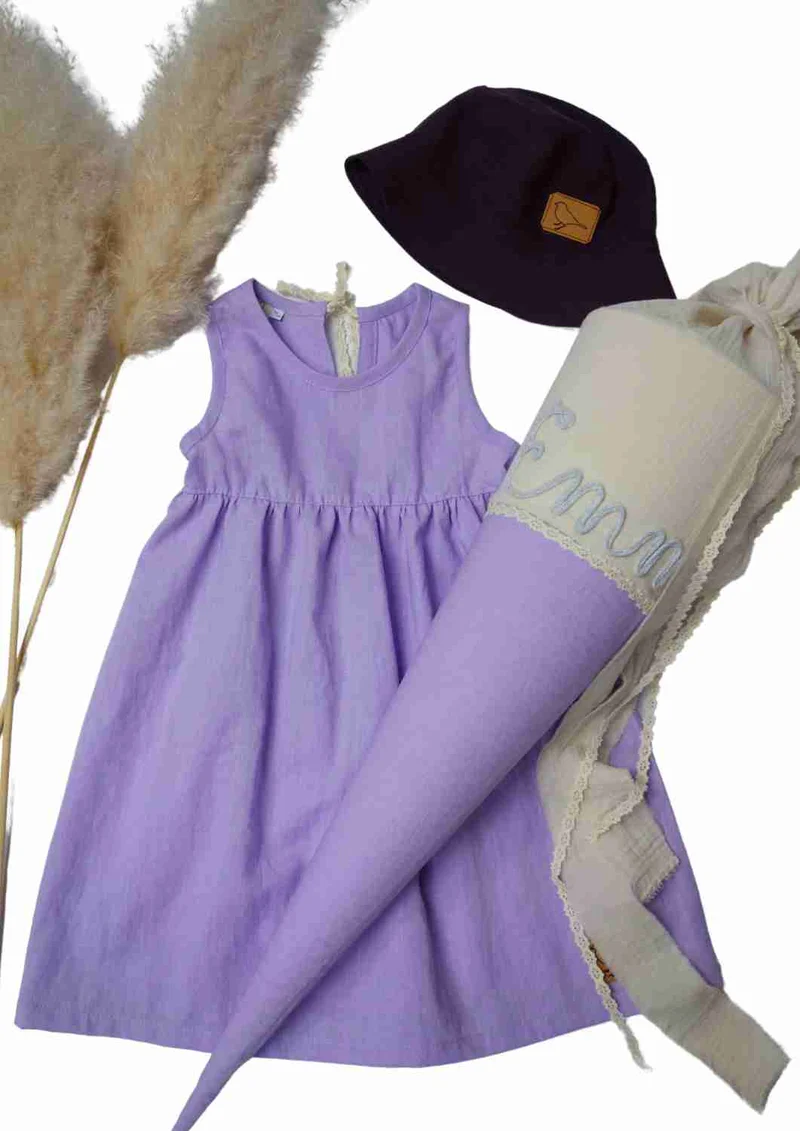 Ärmelloses Leinenkleid für Mädchen "Edelweiß"