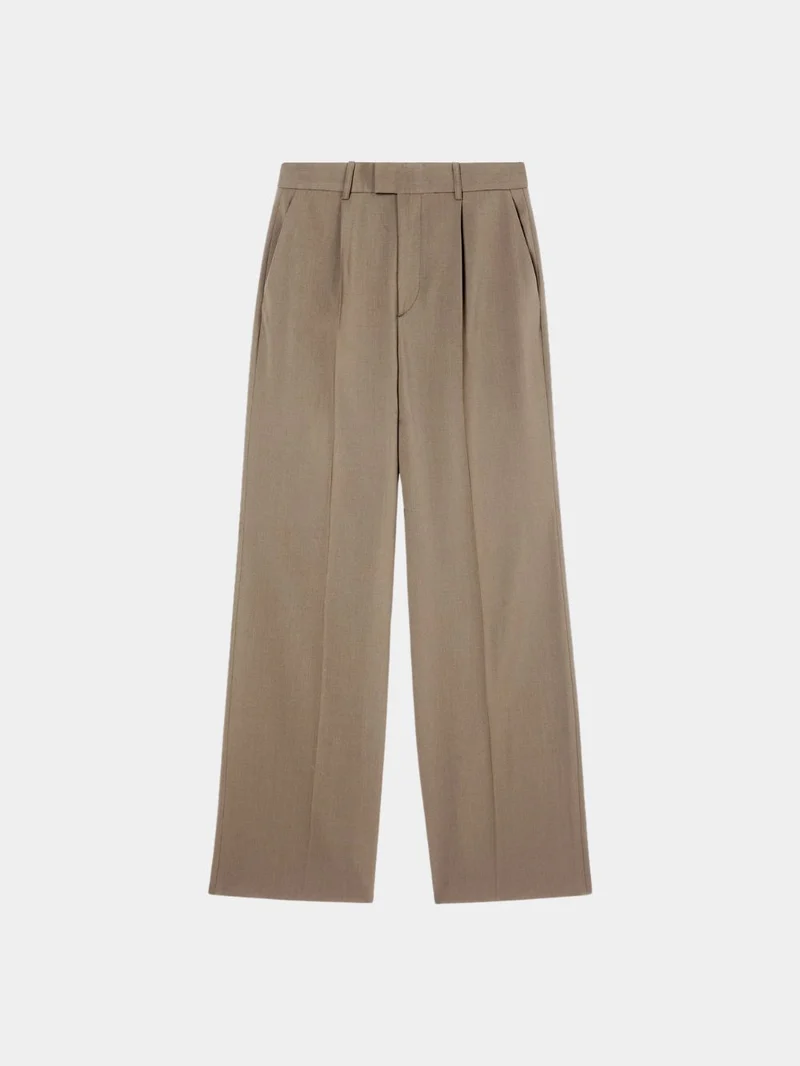 Rohe Relaxed Pleat Trousers Khaki