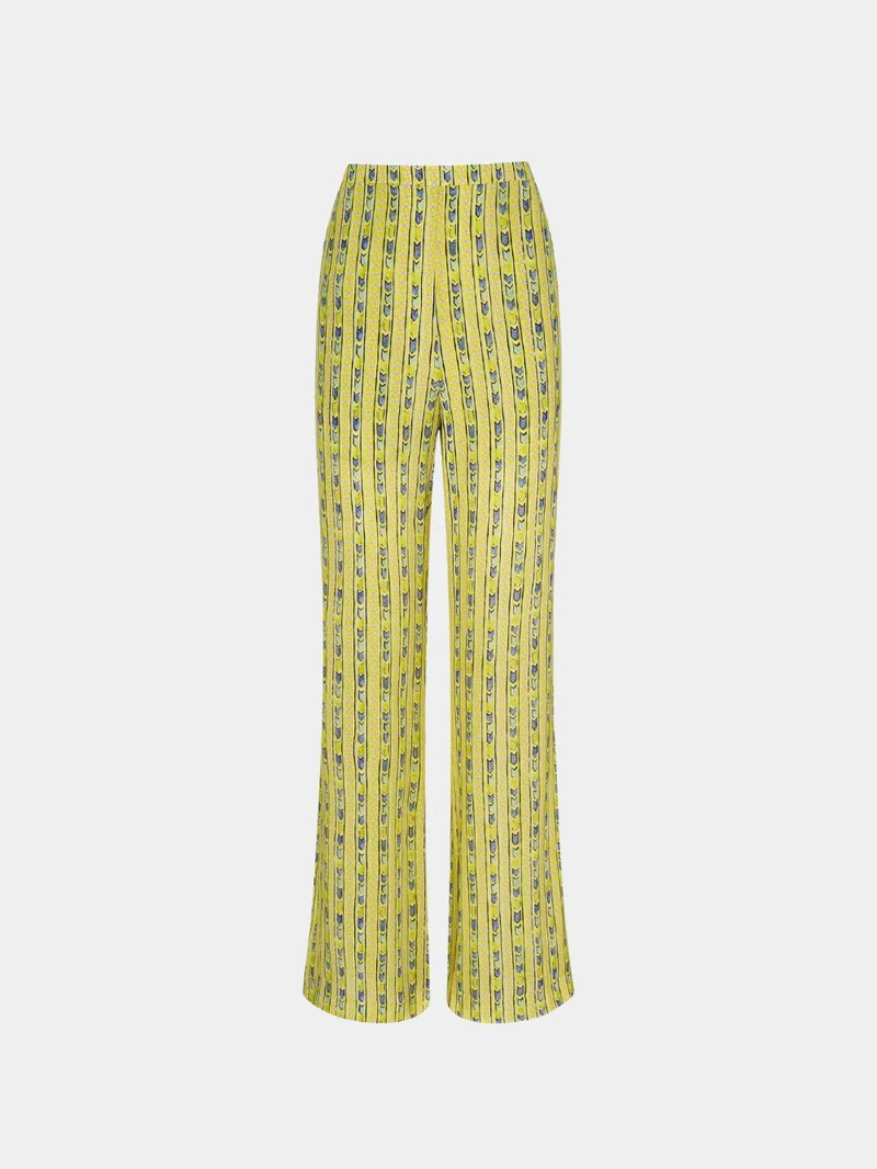 Jaimie Trousers Faience Floral Lime