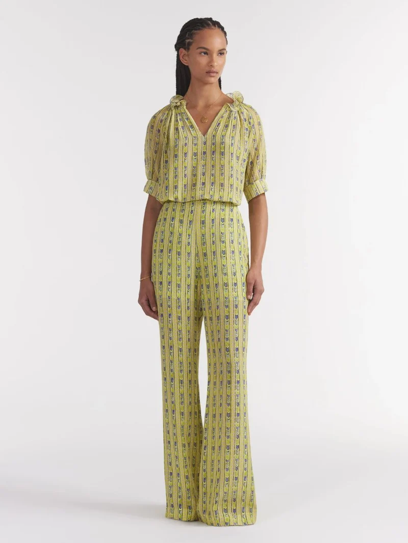 Jaimie Trousers Faience Floral Lime