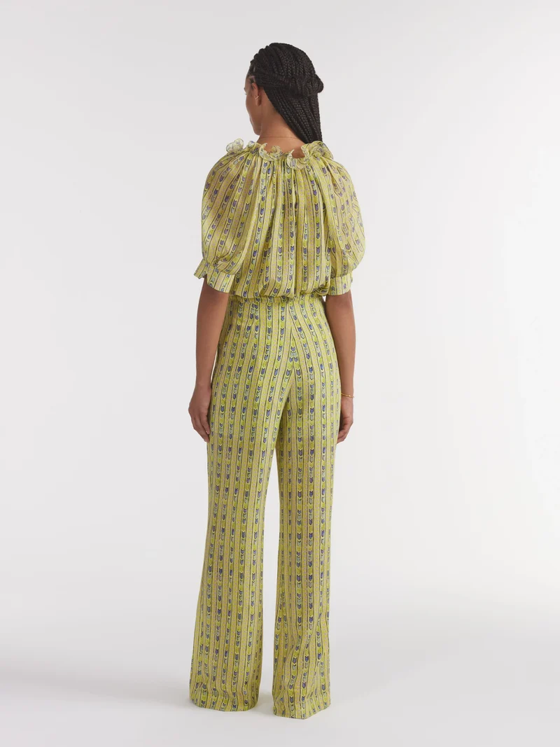 Jaimie Trousers Faience Floral Lime