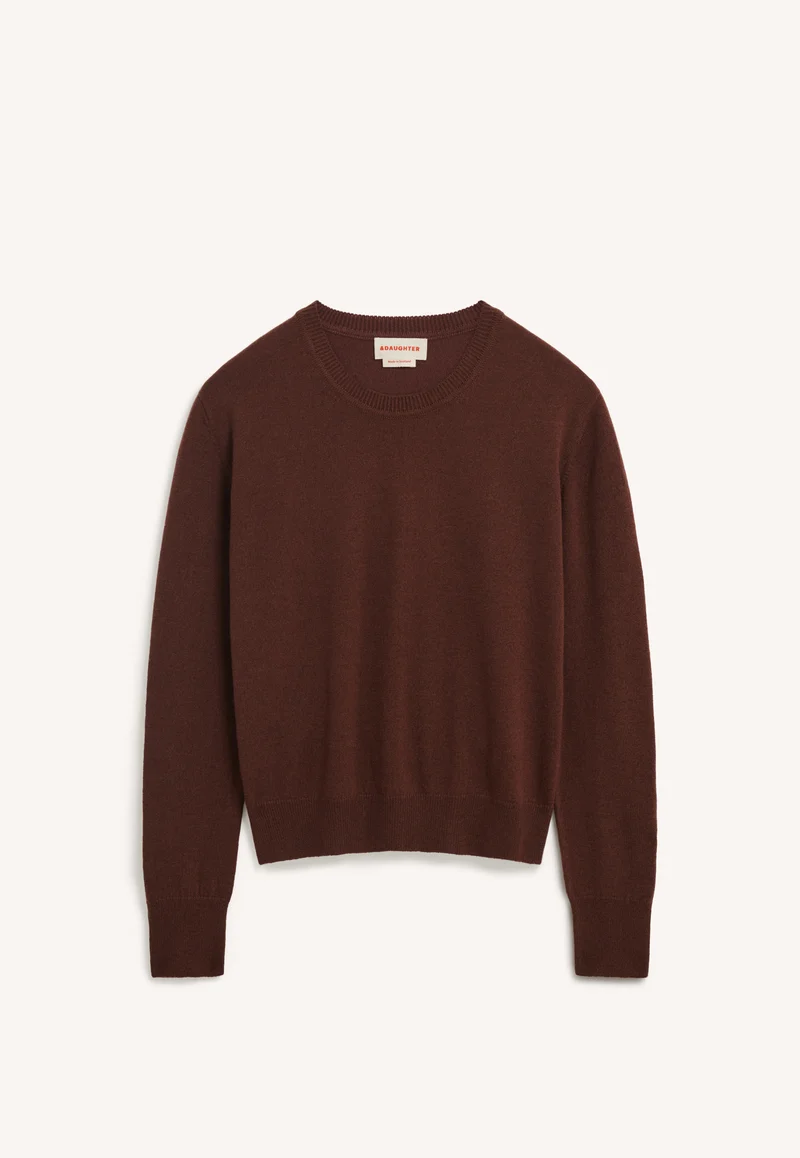 Skye Cashmere Crewneck in Dark Brown