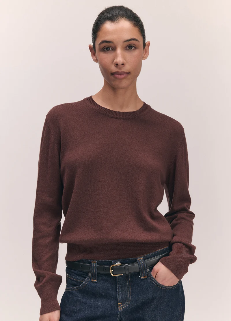 Skye Cashmere Crewneck in Dark Brown