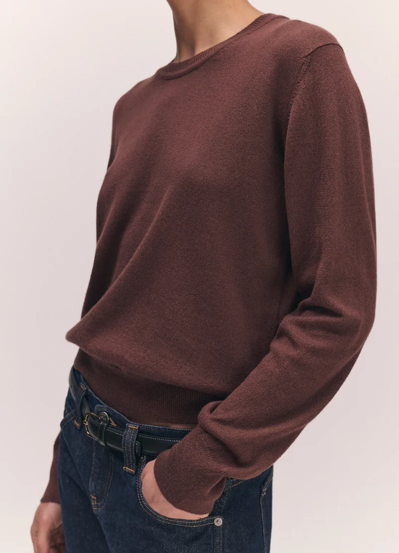 Skye Cashmere Crewneck in Dark Brown