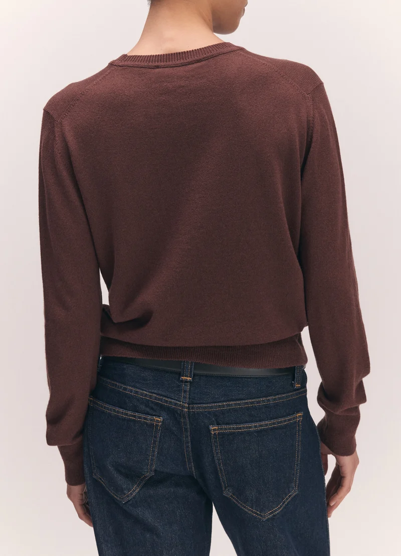 Skye Cashmere Crewneck in Dark Brown