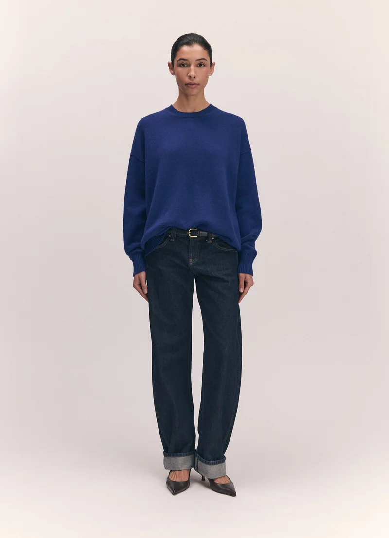 Innes Slouch Crewneck in Smalt Blue
