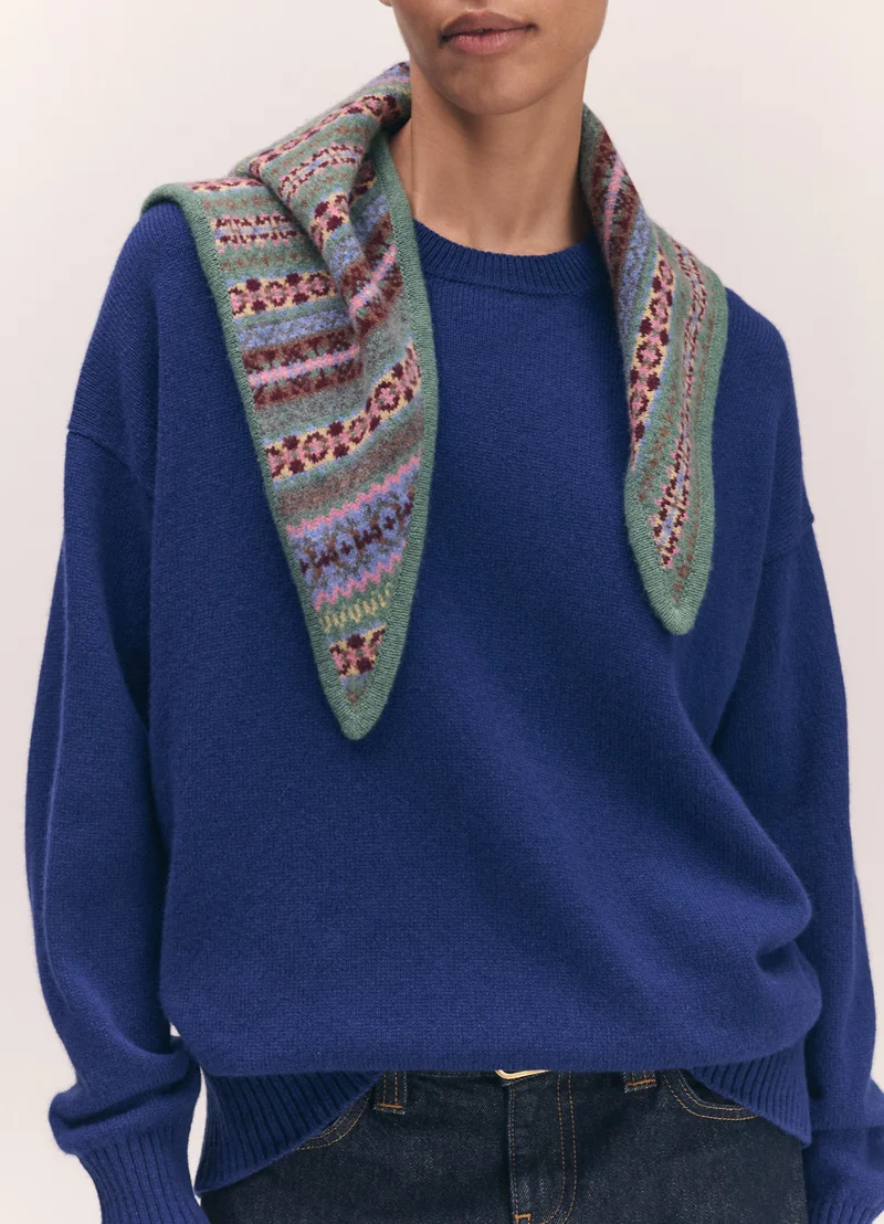 Innes Slouch Crewneck in Smalt Blue