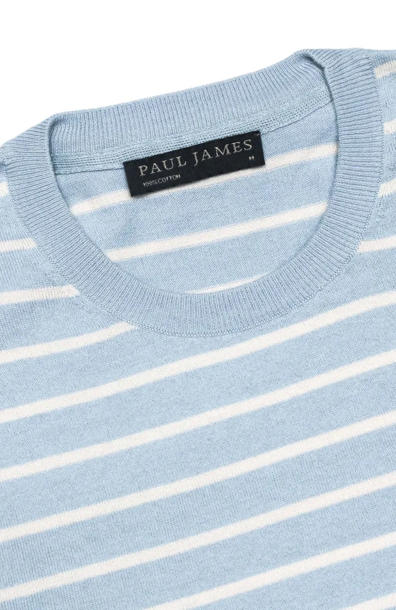 Herren-T-Shirt aus 100 % ultrafeiner Baumwolle mit Nadelstreifenstrick