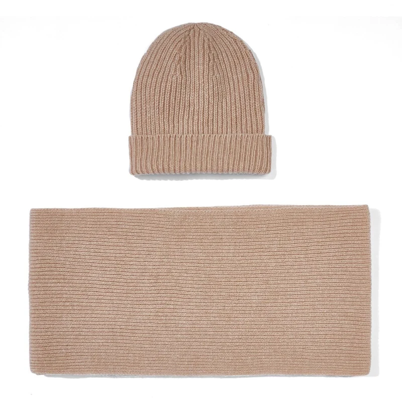 Geschenkset aus gerippter Mütze und Schal aus 100 % Kaschmir