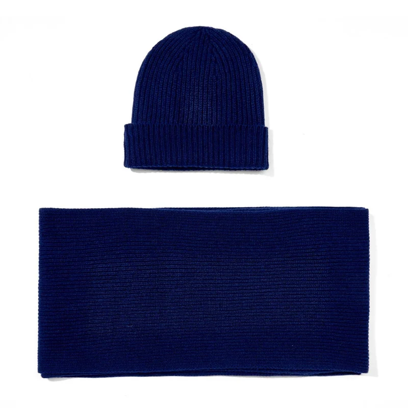 Geschenkset aus gerippter Mütze und Schal aus 100 % Kaschmir