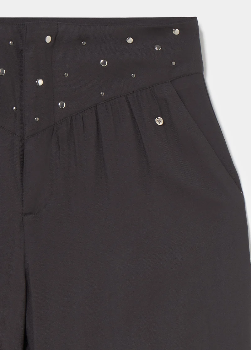 Harem pants with studded waistband