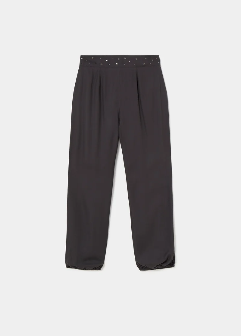 Harem pants with studded waistband