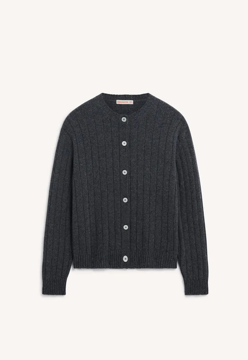 Rooney Rib Cardigan in Derby Grey