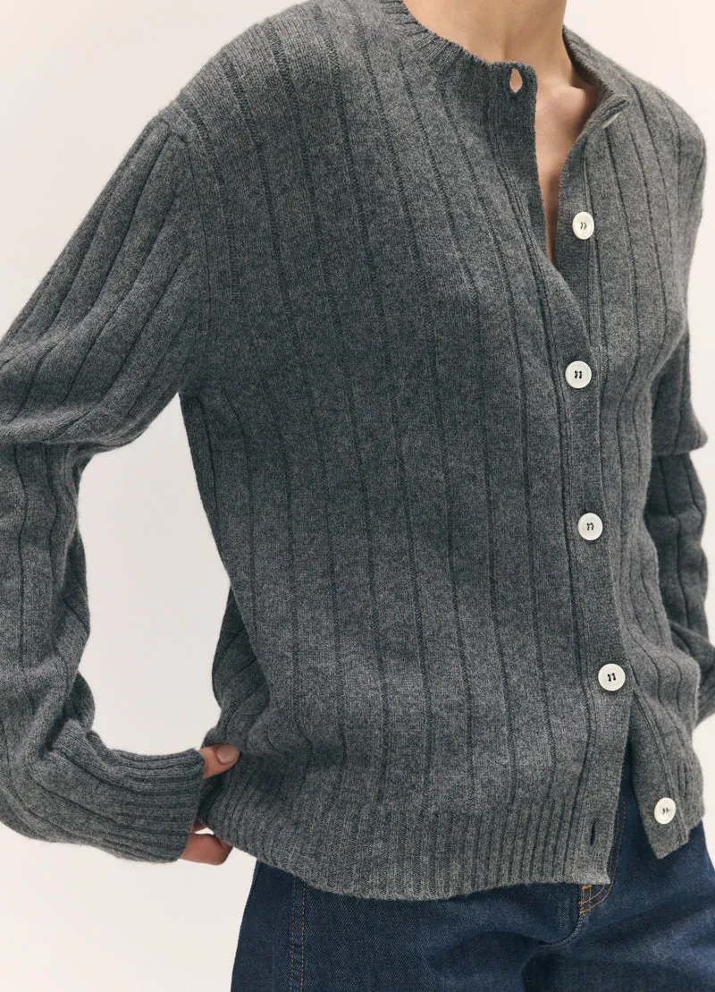 Rooney Rib Cardigan in Derby Grey