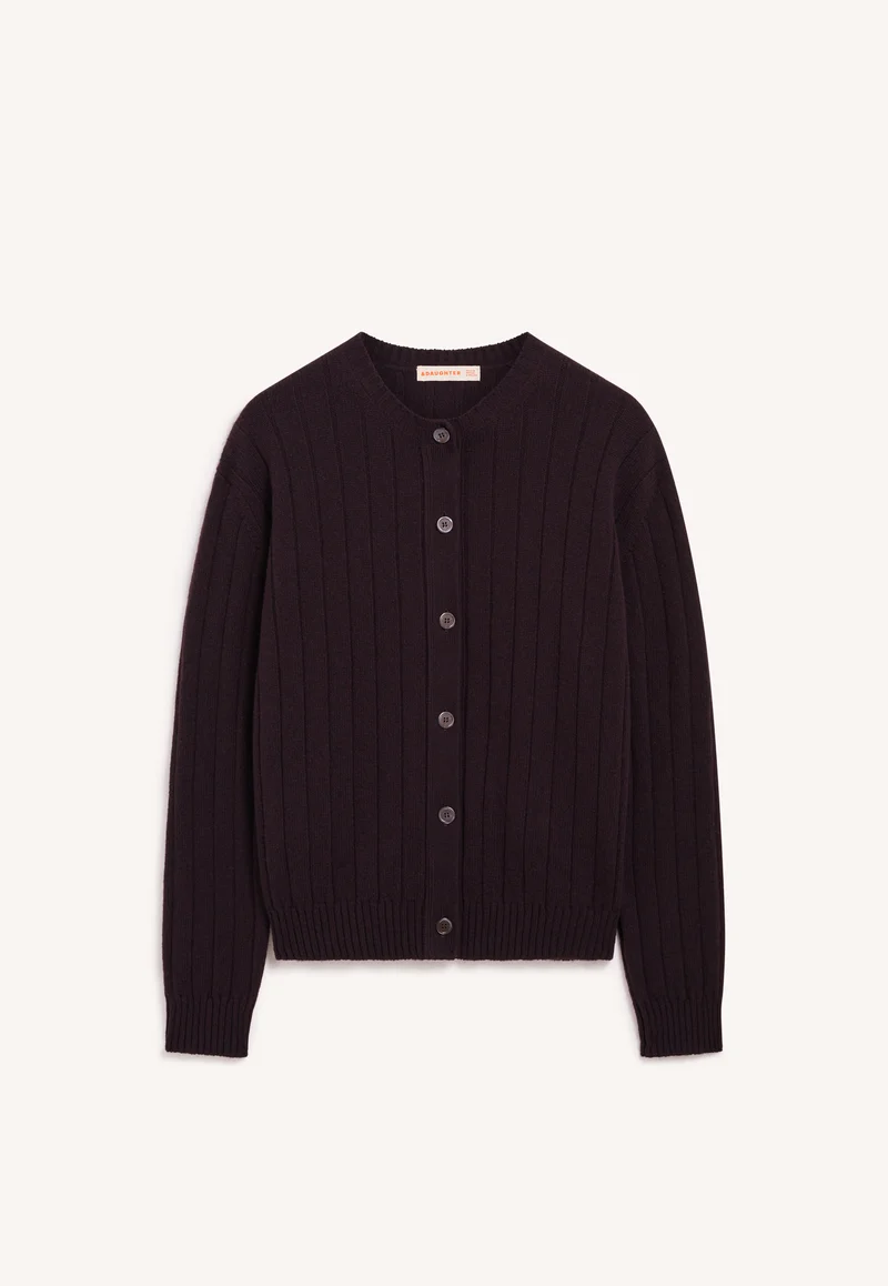 Rooney Rib Cardigan in Dark Brown