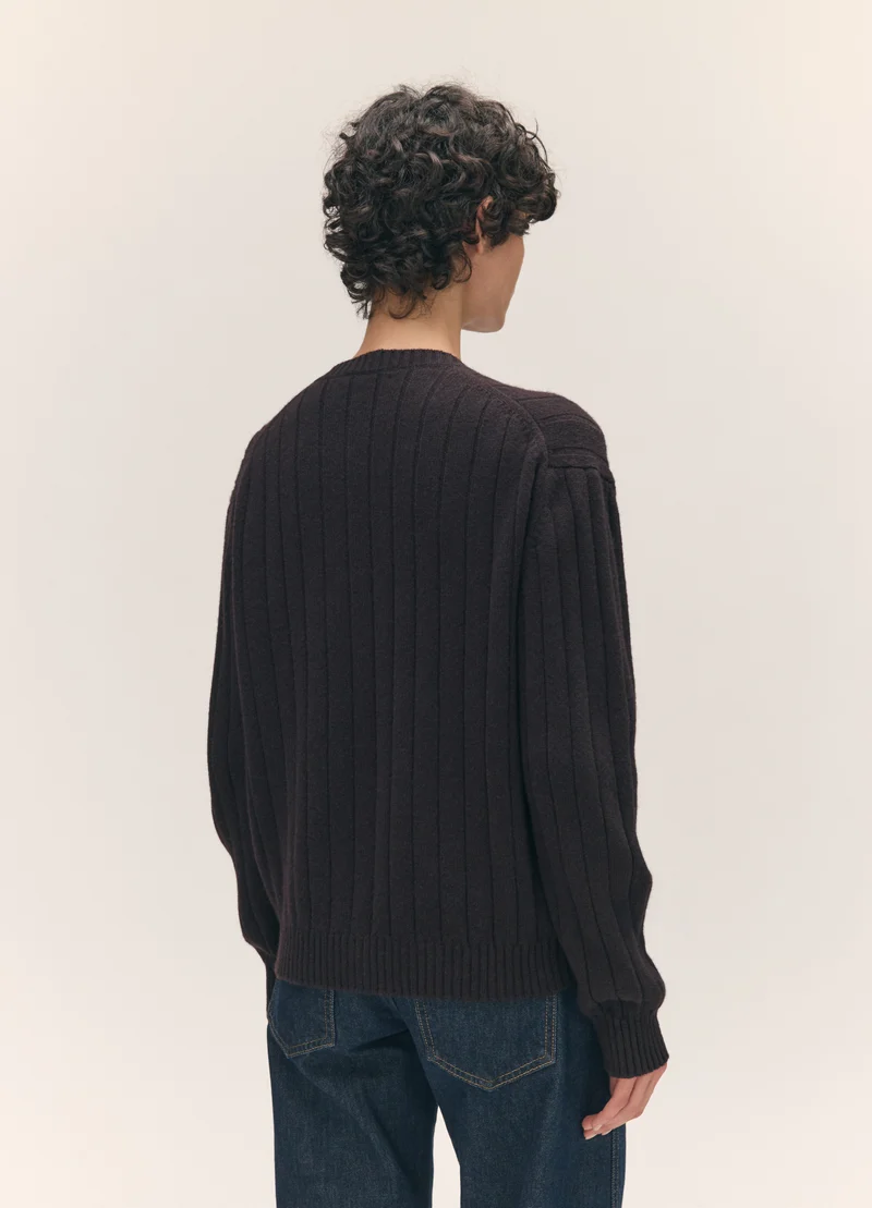 Rooney Rib Cardigan in Dark Brown