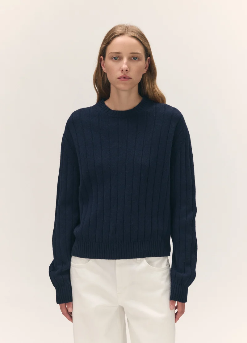 Rooney Rib Crewneck in Navy