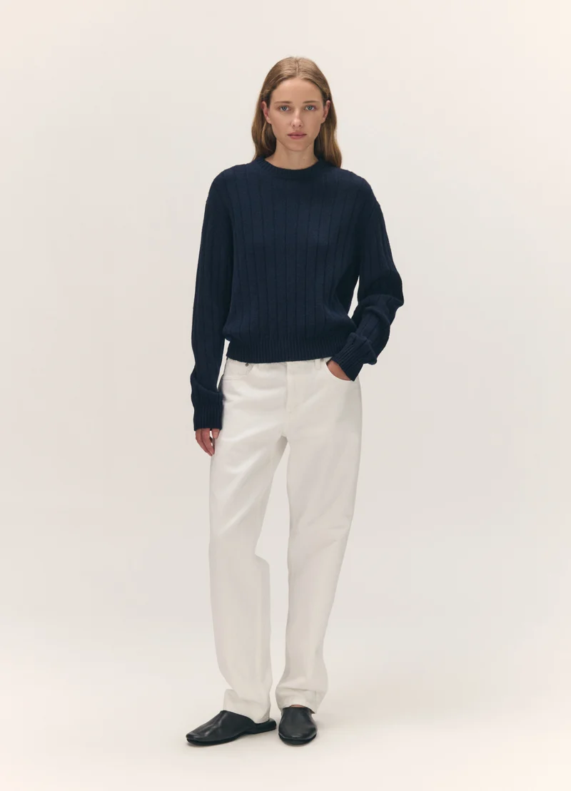 Rooney Rib Crewneck in Navy