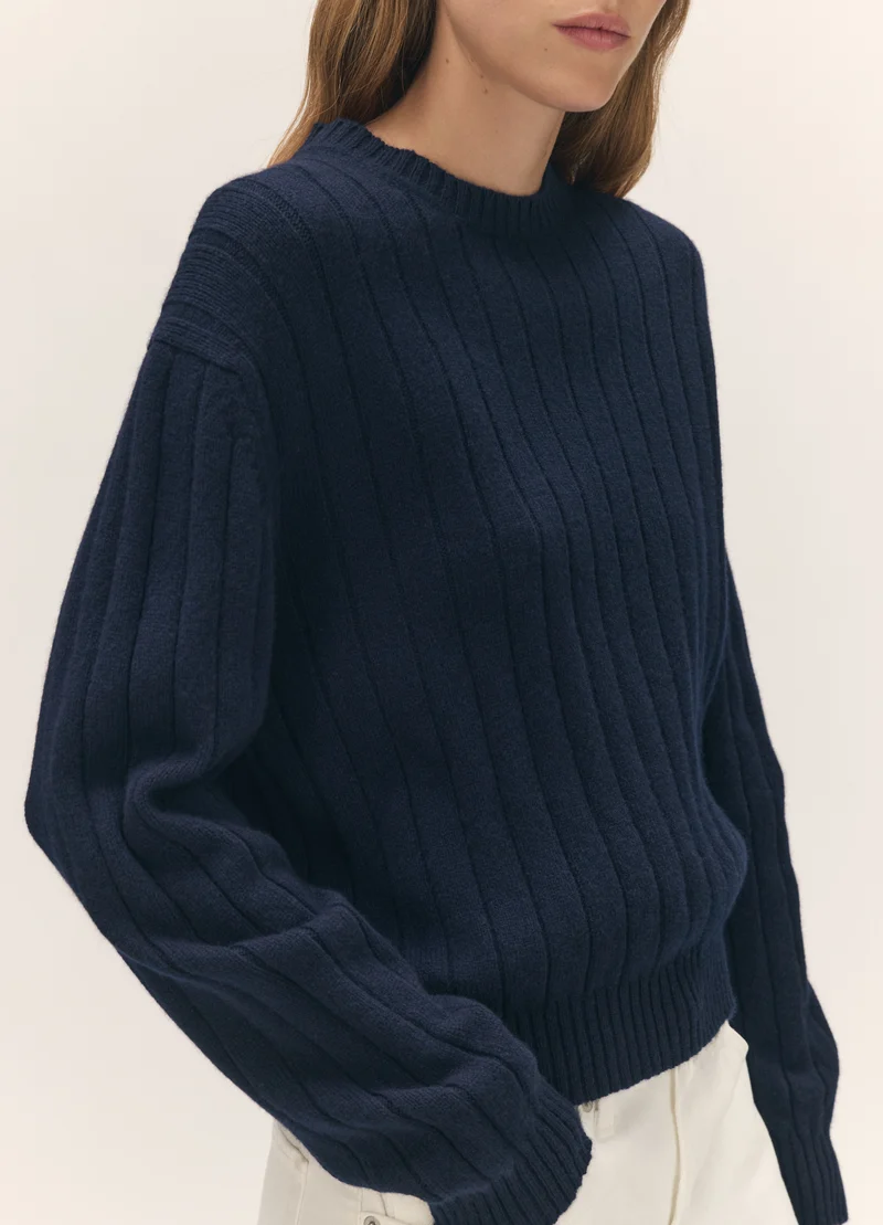 Rooney Rib Crewneck in Navy