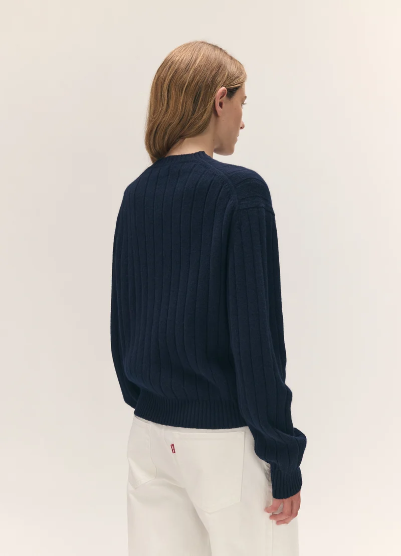 Rooney Rib Crewneck in Navy