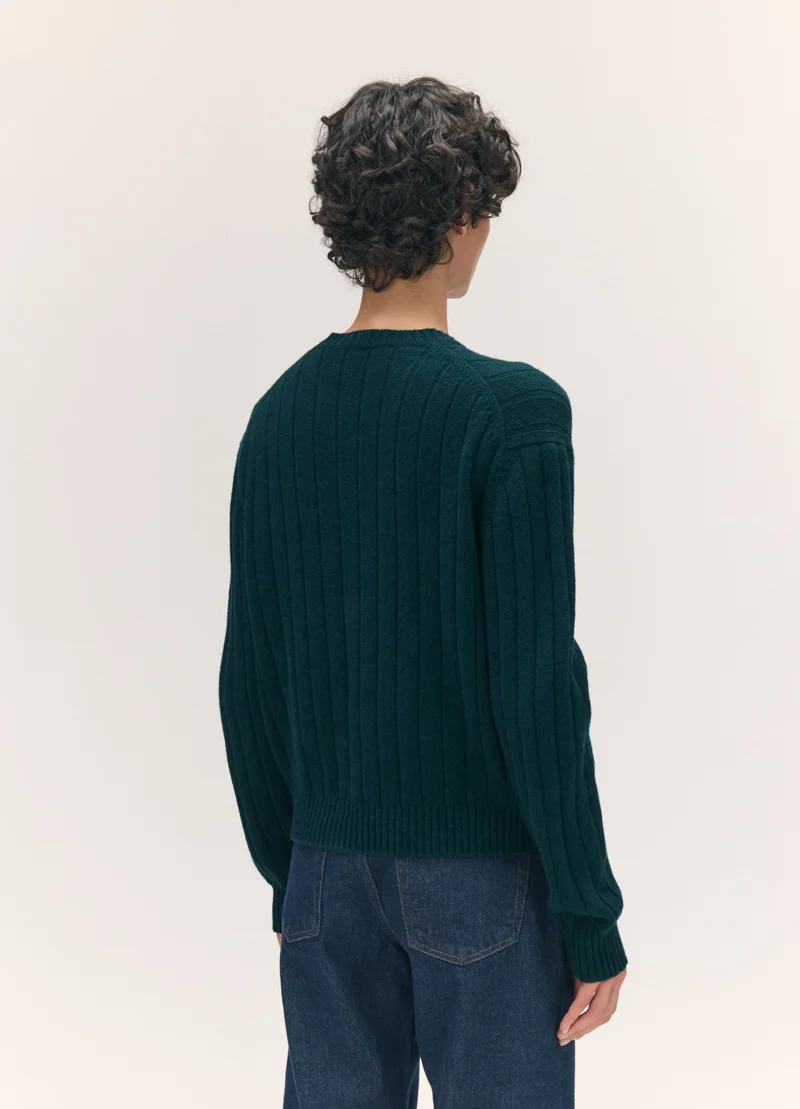 Rooney Rib Crewneck in Holly Green