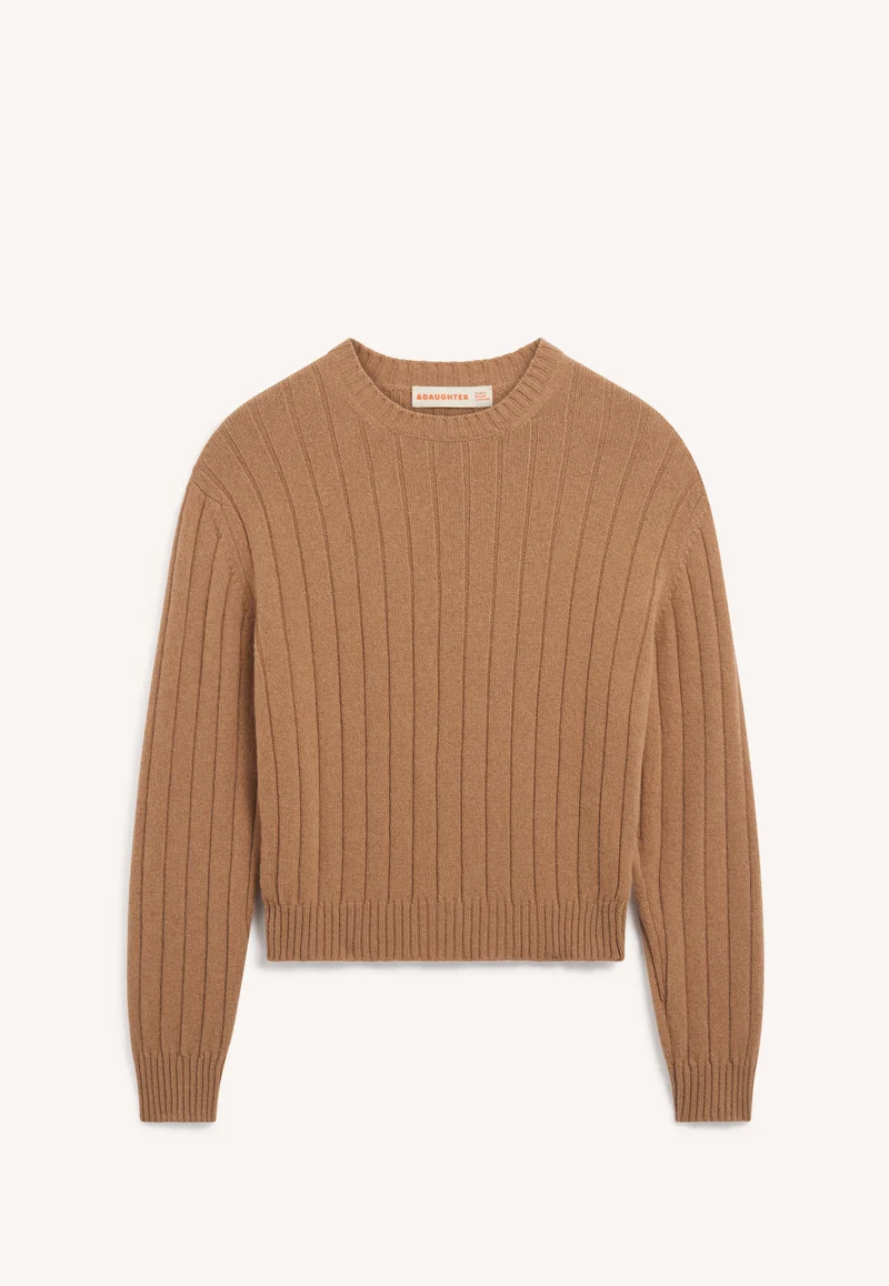 Rooney Rib Crewneck in Camel