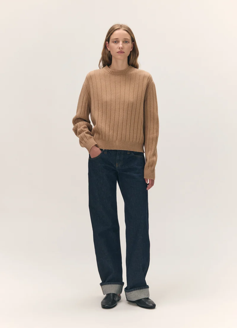Rooney Rib Crewneck in Camel