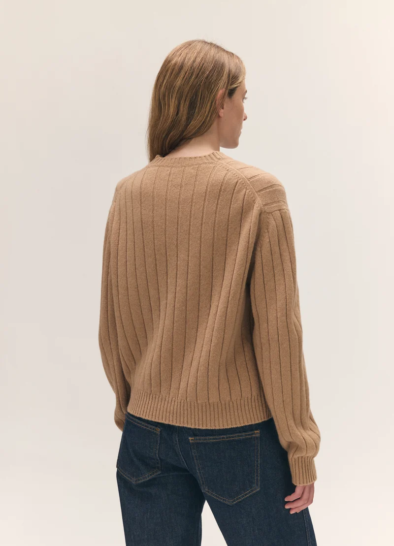 Rooney Rib Crewneck in Camel